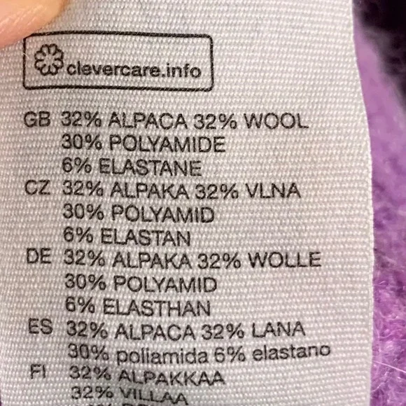 & Other Stories Cardigan Sweater Alpaca & Wool Purple Cropped Women M Coquette - Picture 7 of 11